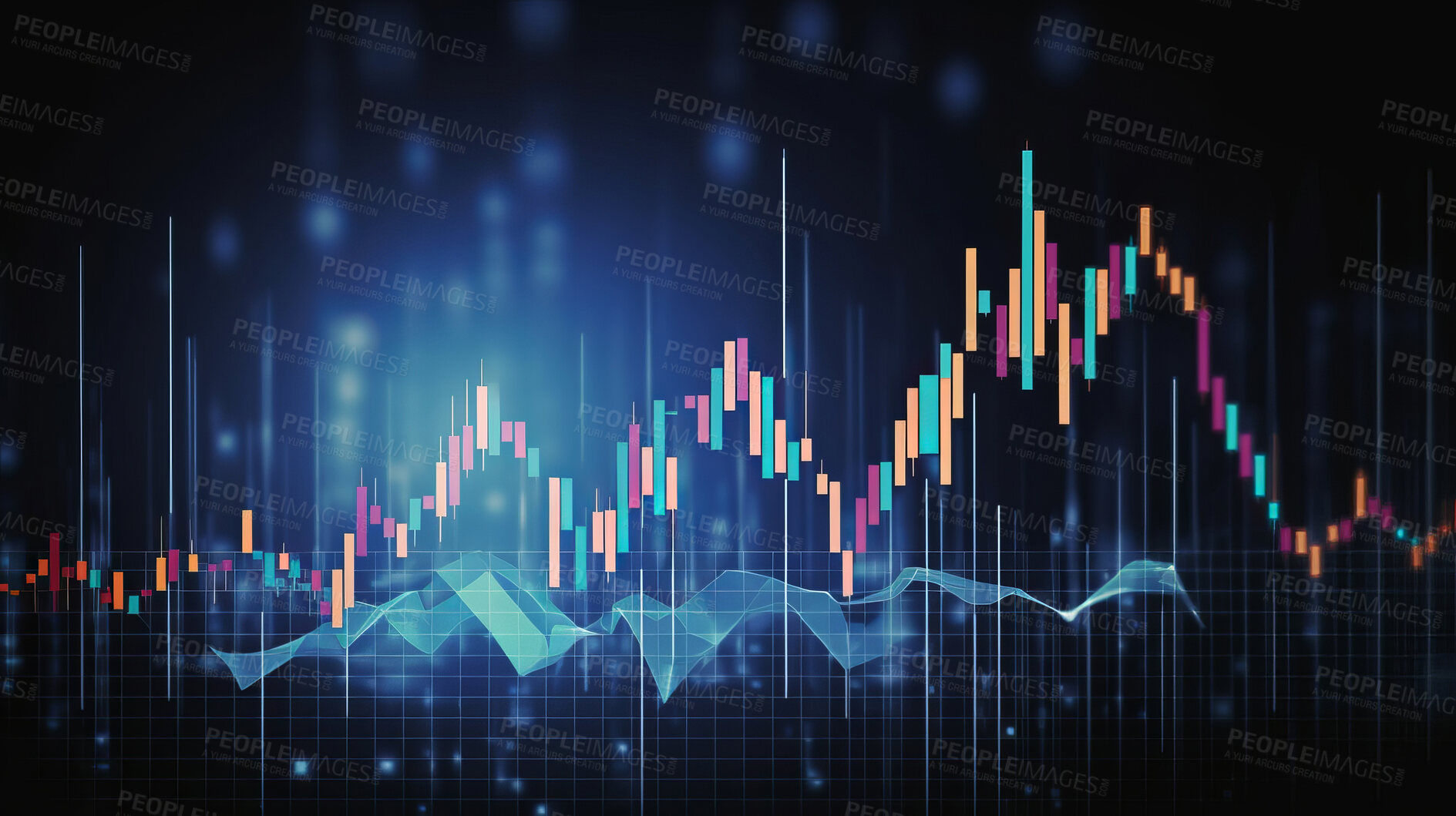 Buy stock photo Business candle stick graph chart of stock market investment trading. Growth and changes concept