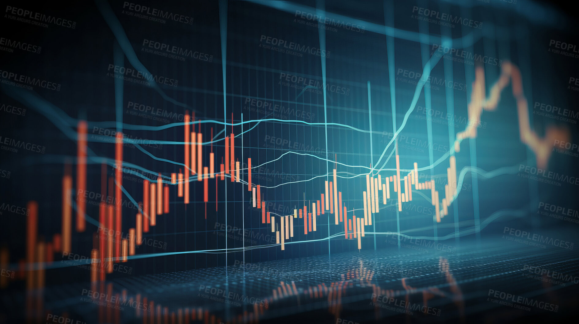 Buy stock photo Business candle stick graph chart of stock market investment trading. Growth and changes concept