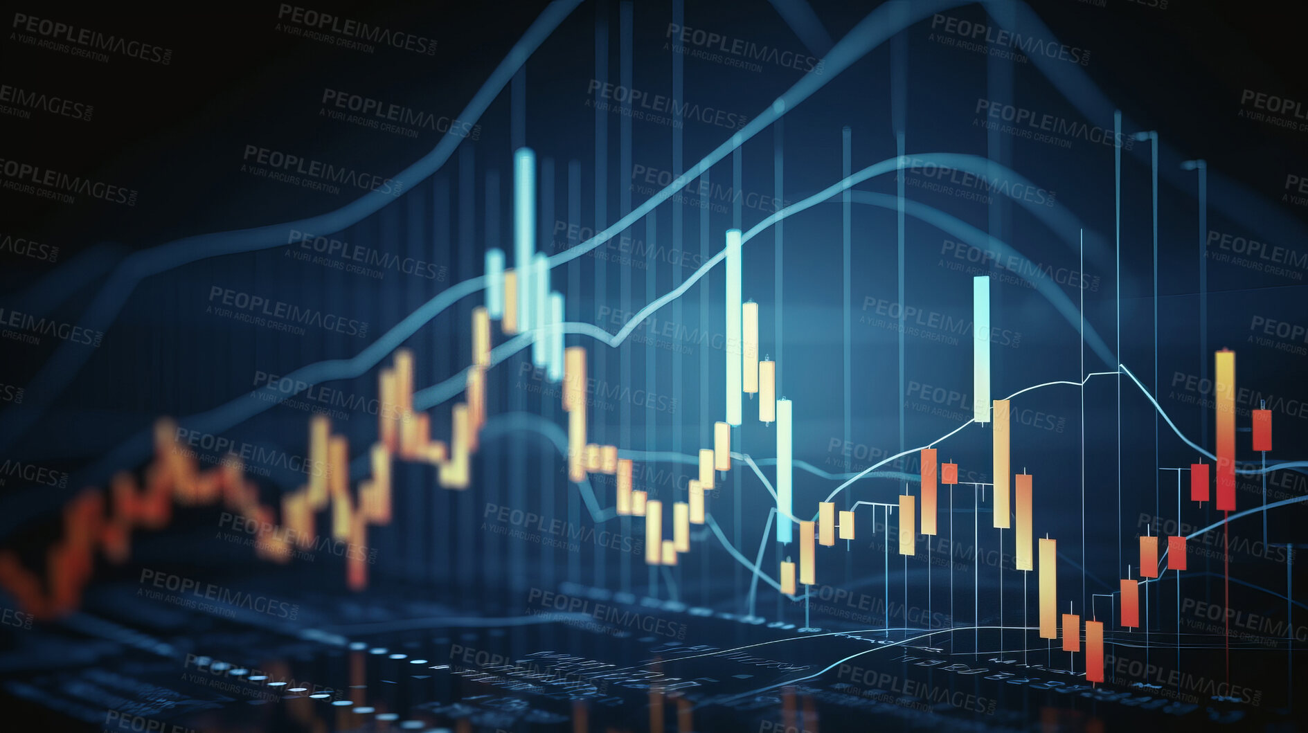 Buy stock photo Business candle stick graph chart of stock market investment trading. Growth and changes concept