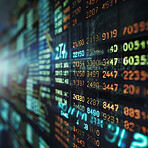 Digital stock exchange market chart. Colorful numbers of market price changes