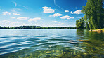 Close up views of beautiful lake on a colourful summers day.