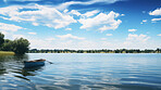 Views of beautiful lake on a colourful summer, autumn day.