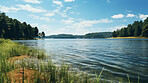 Views of beautiful lake on a colourful summer, autumn day.