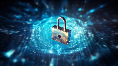 Cyber security, protection and data concept. Padlock for data business privacy