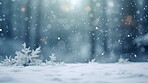 Winter snow background with snow-covered trees in the forest. Snow fall with bokeh