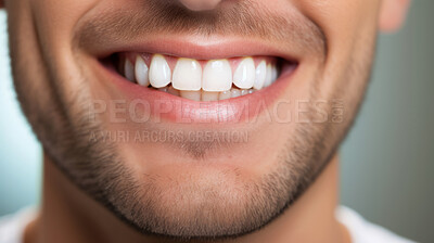 Closeup of smile with white teeth. Dental care, teeth whitening procedure at dentist.