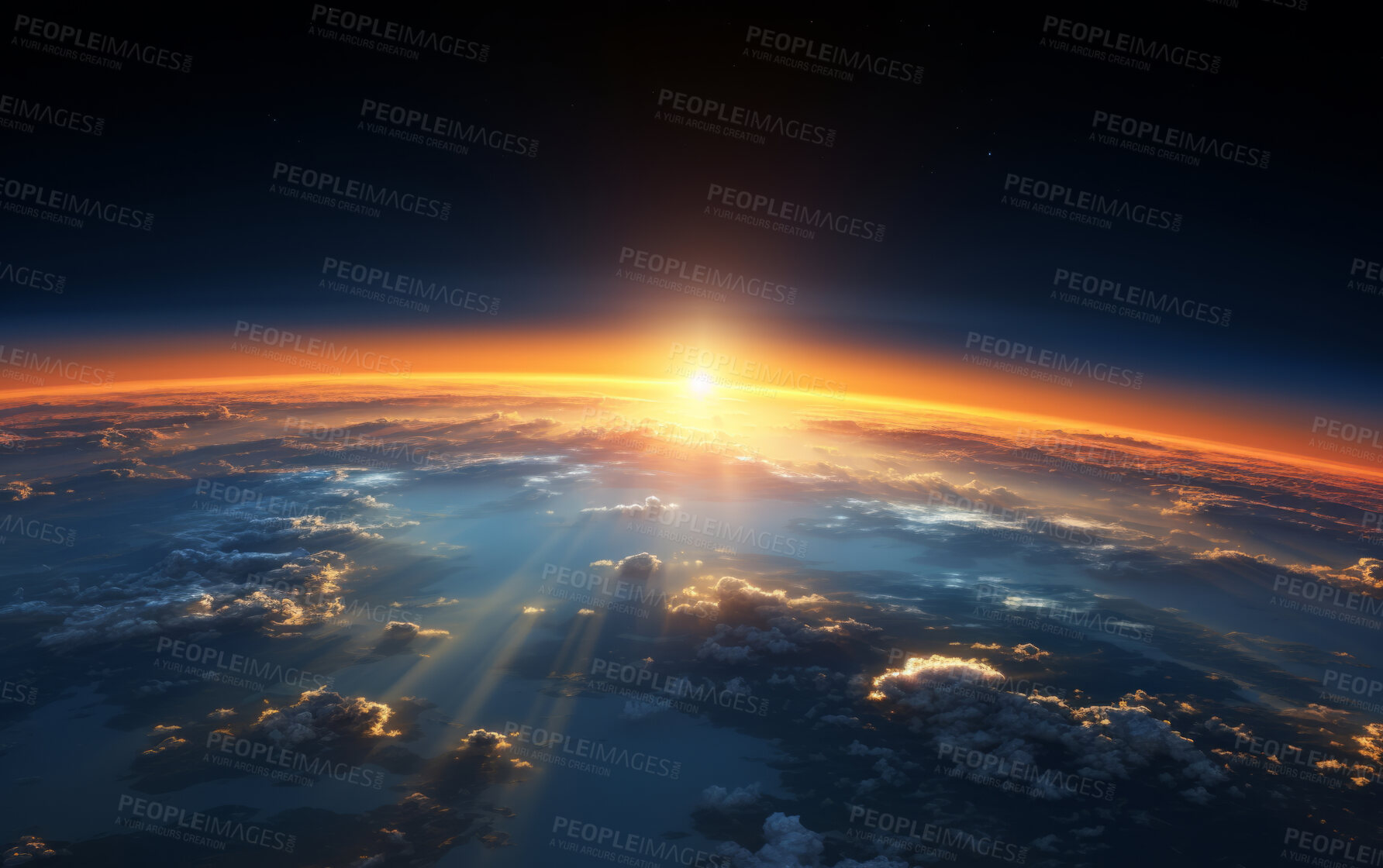 Buy stock photo Aerial shot of sun rise over earth. Golden hour concept.Aerial shot of sun rise over earth. Golden hour concept.