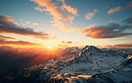 Sunrise on beautiful mountain peaks. Golden Hour. Landscape, travel hiking concept.