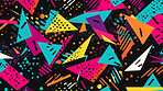 Colorful 80s or 90s Retro pattern, shapes and design for print, textile or background