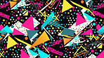 Colorful 80s or 90s Retro pattern, shapes and design for print, textile or background