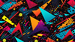 Colorful 80s or 90s Retro pattern, shapes and design for print, textile or background