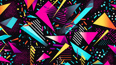 Colorful 80s or 90s Retro pattern, shapes and design for print, textile or background