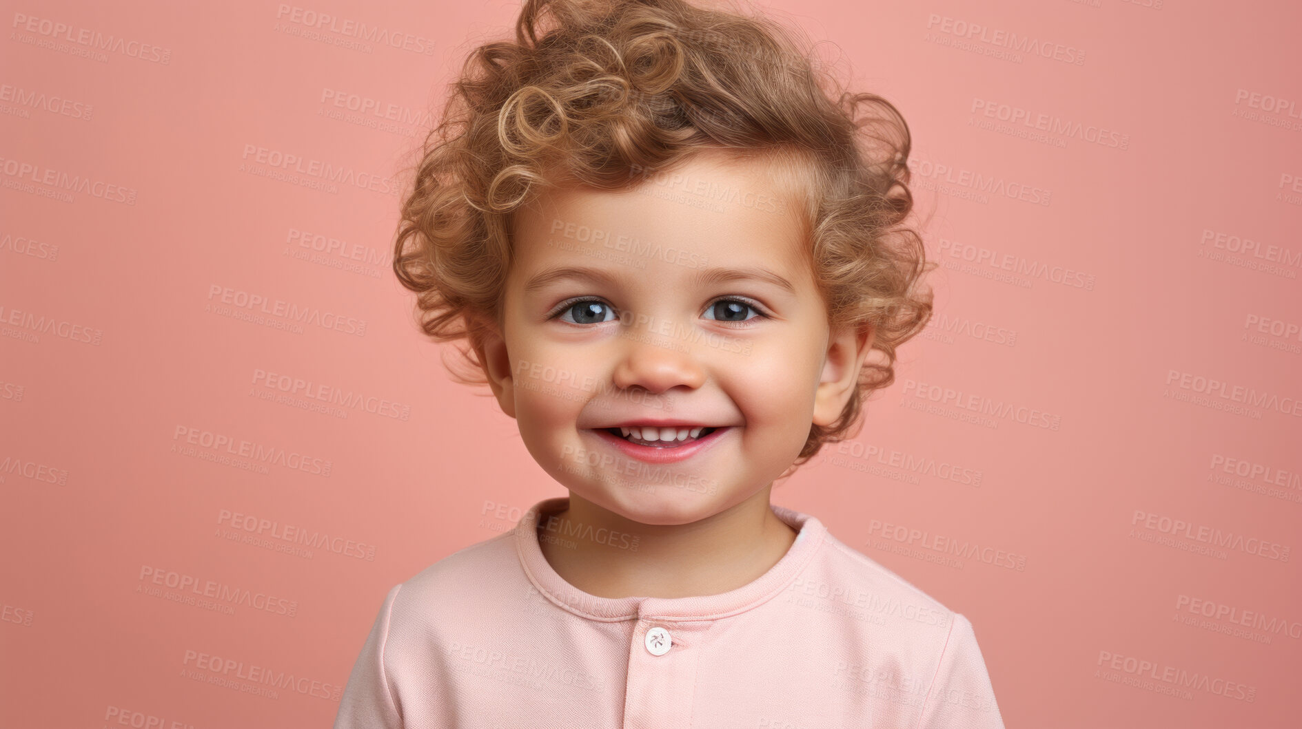 Buy stock photo Portrait of a toddler posing against a pink background. happy smiling boy