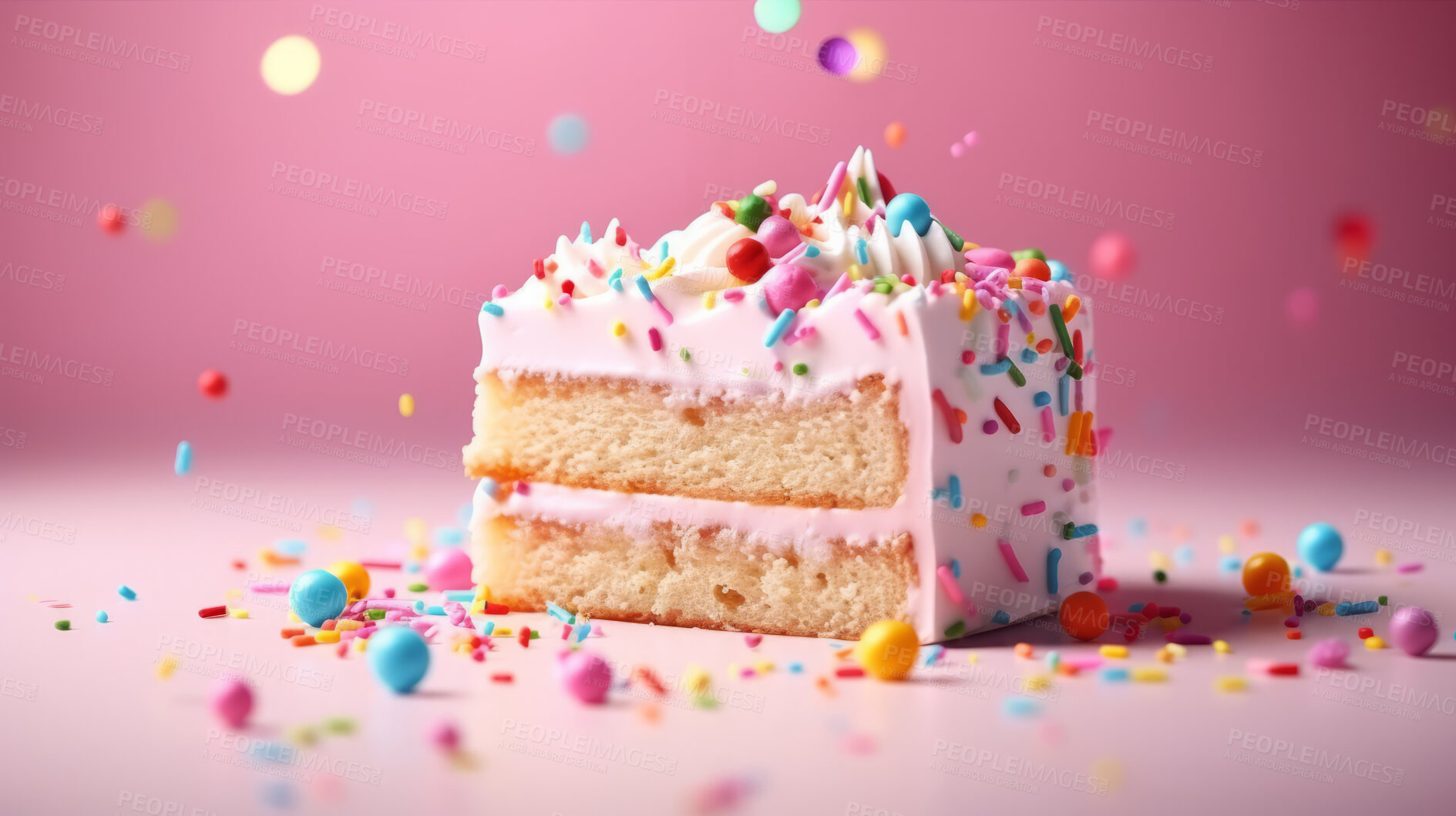 Buy stock photo Close-up of a slice of birthday cake. Cake for anniversary or celebration