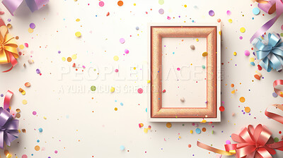 Frame with ribbon and bow for birthday, anniversary or celebration with copy-space