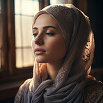 Close up. Muslim, Arab Saudi emirates woman, Portrait, Religion concept.