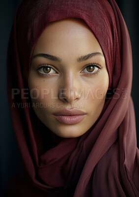 Close up. Muslim, Arab Saudi emirates woman, Portrait, Religion concept.