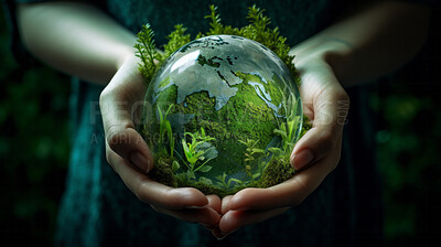 Close Up Earth in hands. Care of the Environment and planet. Sustainability and Earth Day