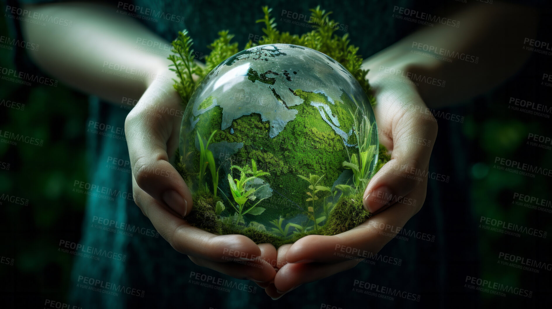 Buy stock photo Close Up Earth in hands. Care of the Environment and planet. Sustainability and Earth Day