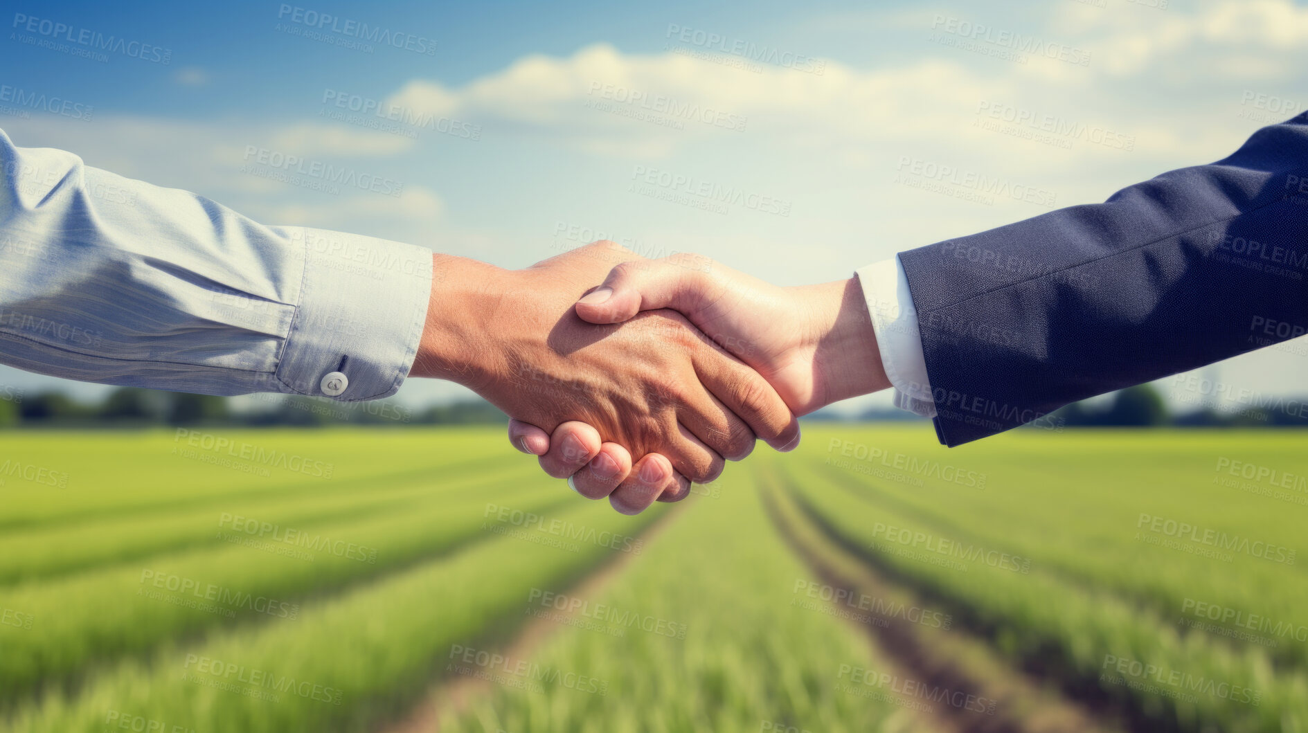 Buy stock photo Handshake. Farmer and Business man shaking hands. Agricultural business