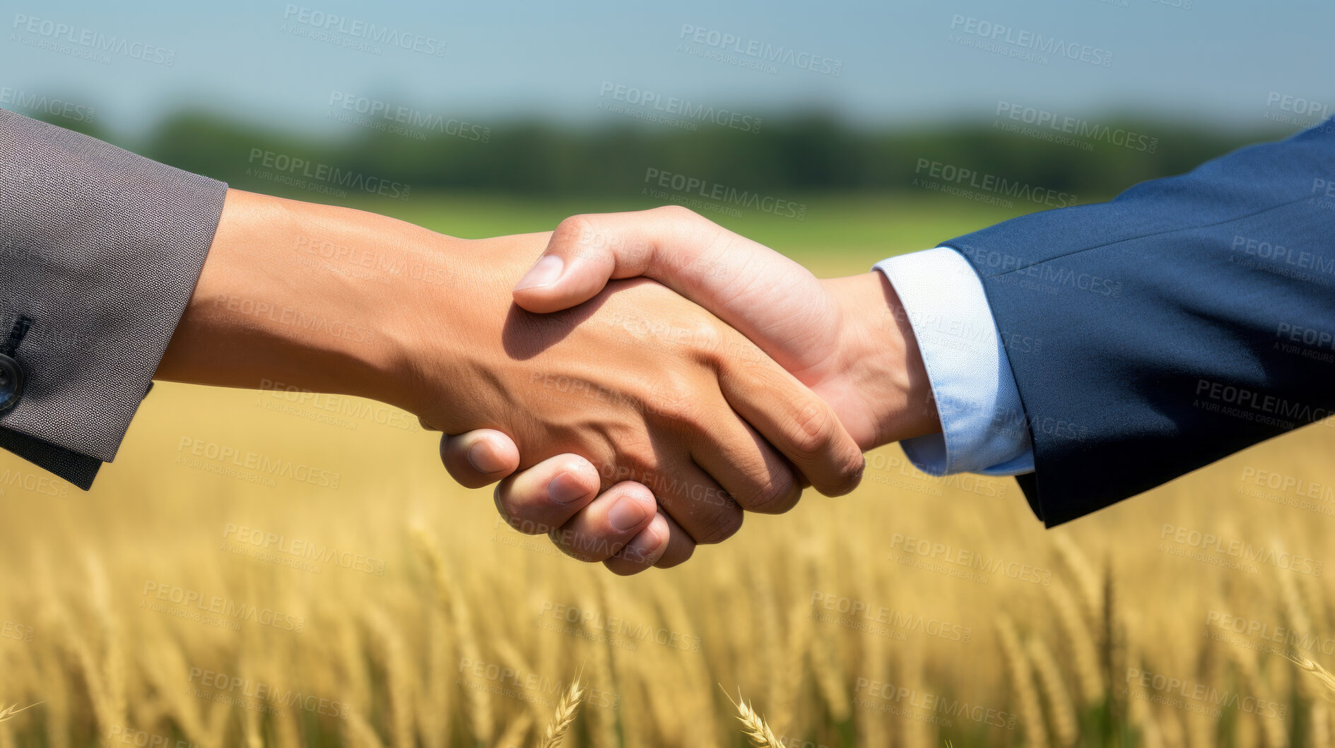 Buy stock photo Handshake. Farmer and Business man shaking hands. Agricultural business