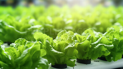 Organic hydroponic vegetable farm. Close up green lettuce cultivate farm