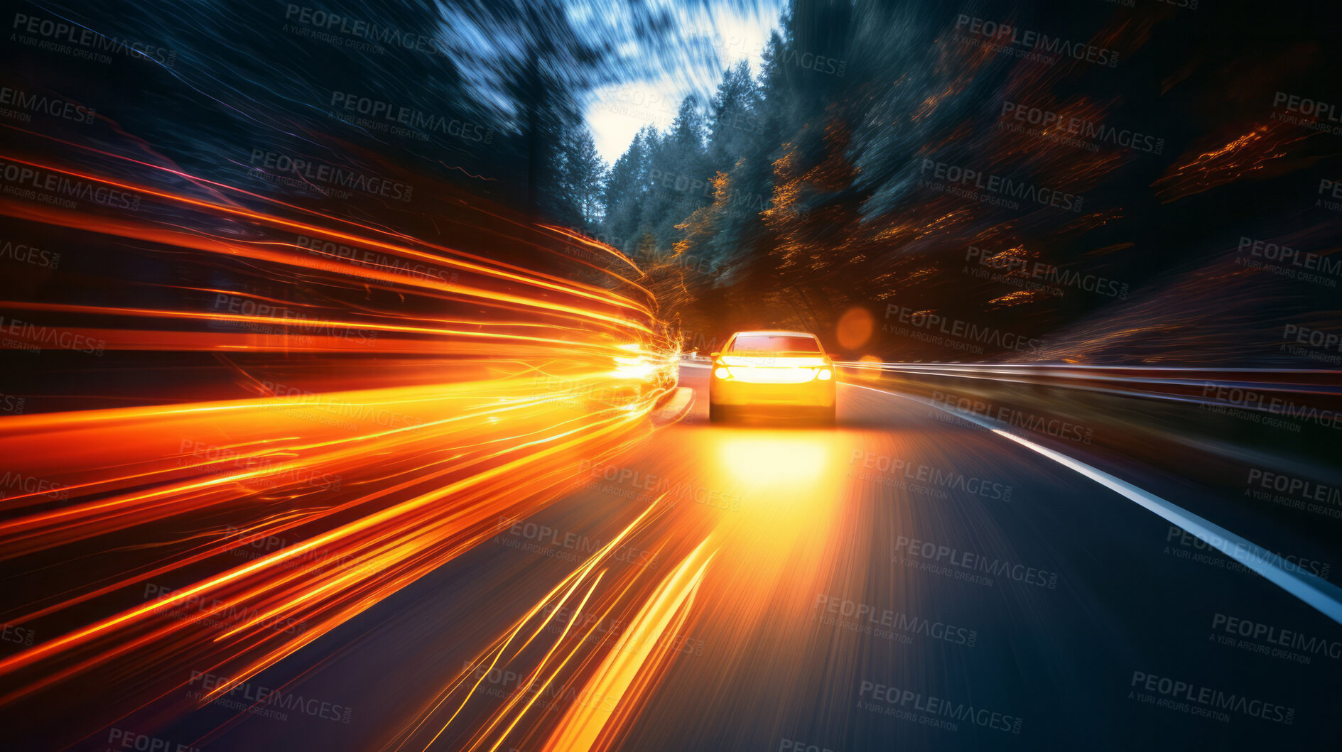 Buy stock photo Moving high-speed vehicle. Transport, travelling, logistics, and tourism concept
