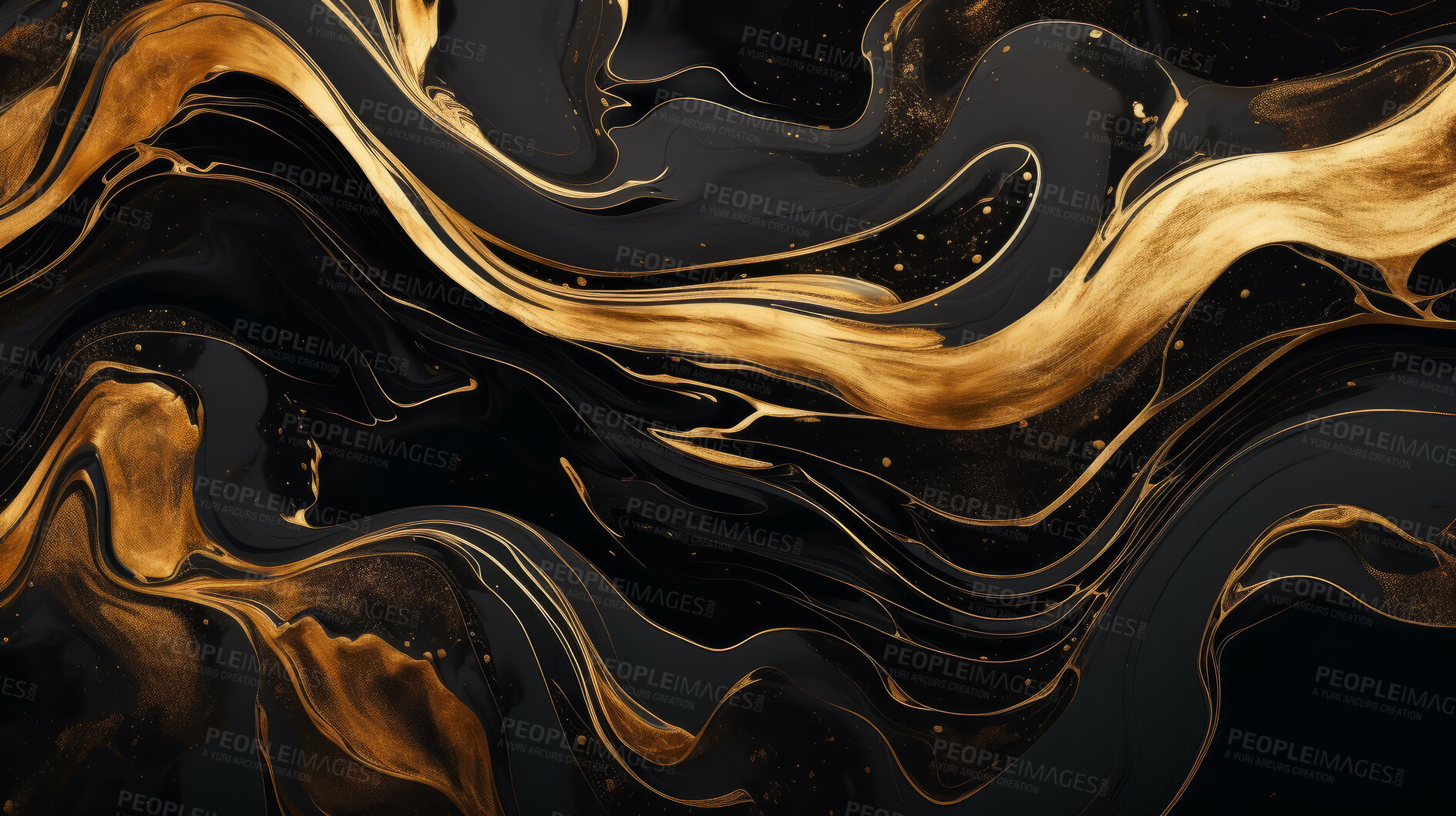 Buy stock photo Black marble paint liquid flow effect. Abstract marble background pattern