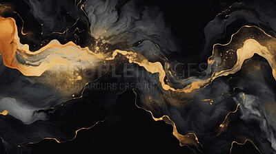 Buy stock photo Black marble paint liquid flow effect. Abstract marble background pattern