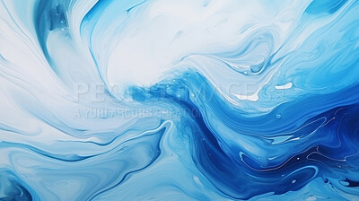 Buy stock photo Blue marble paint liquid flow effect. Abstract marble background pattern