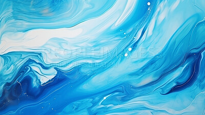 Buy stock photo Blue marble paint liquid flow effect. Abstract marble background pattern