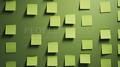 Buy stock photo Green sticky notes. Design post it for work memo reminders, business planning and scheduling