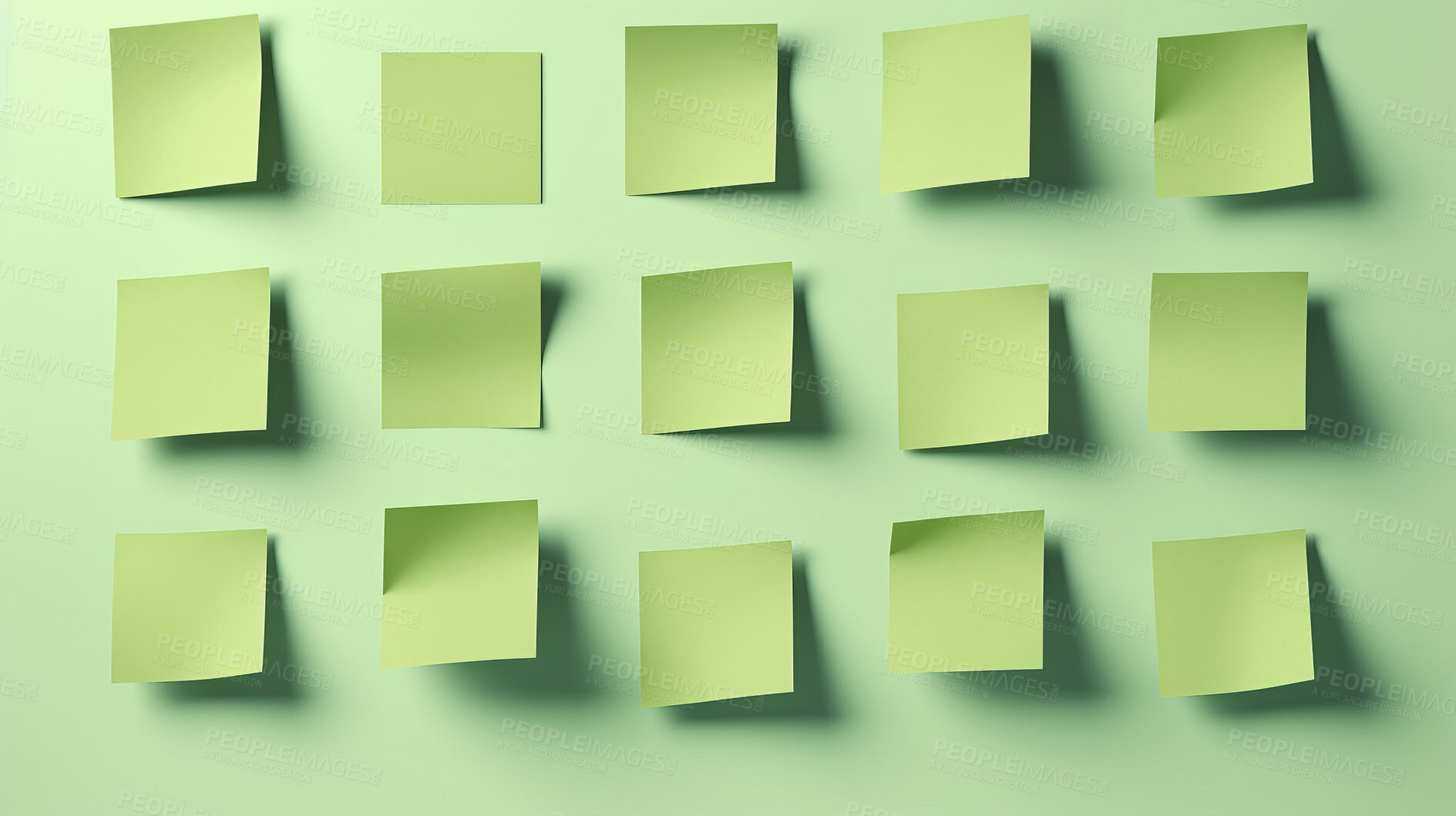 Buy stock photo Green sticky notes. Design post it for work memo reminders, business planning and scheduling