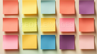 Buy stock photo Colorful sticky notes. Design post it for work memo reminders, business planning and scheduling