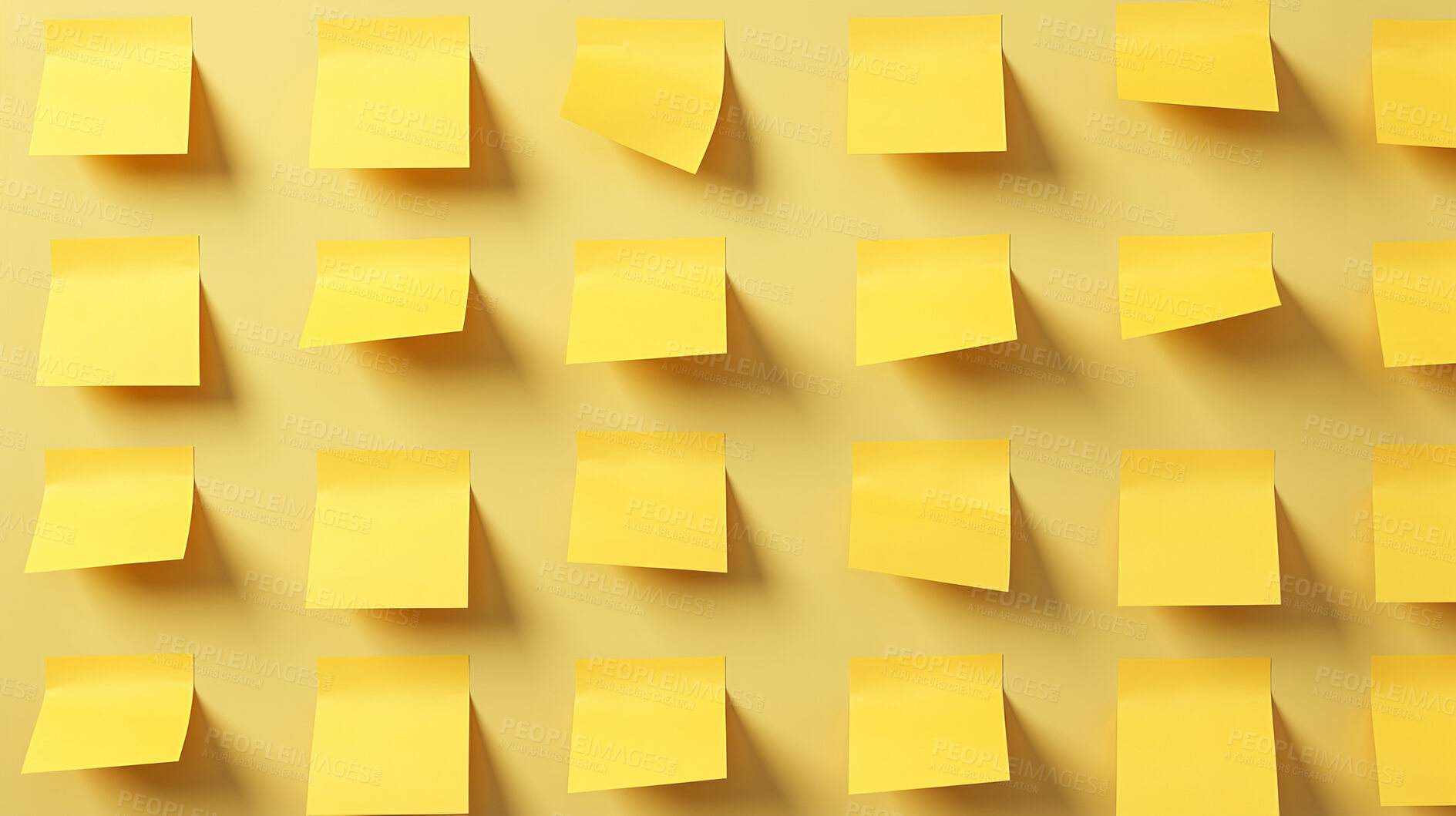 Buy stock photo Yellow sticky notes. Design post it for work memo reminders, business planning and scheduling