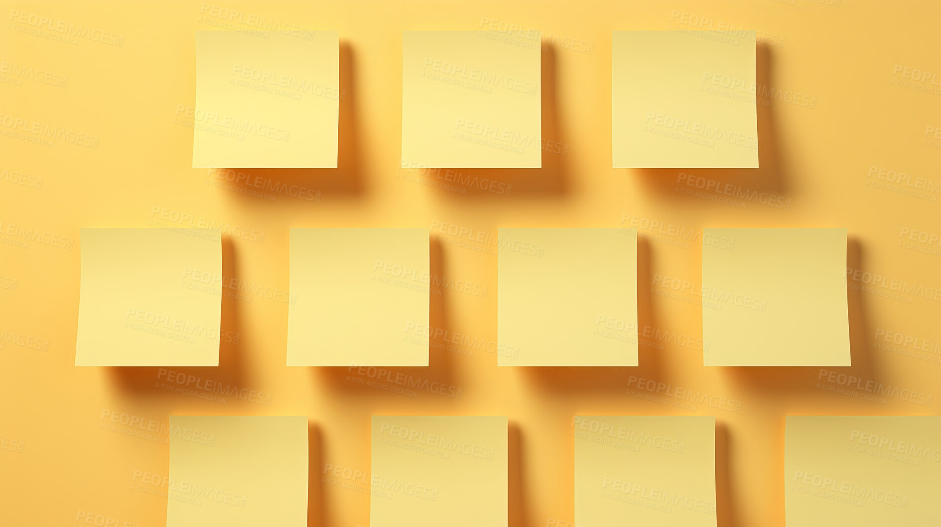 Buy stock photo Yellow sticky notes. Design post it for work memo reminders, business planning and scheduling