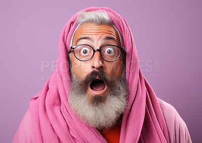 Buy stock photo Model in traditional religious clothes. Studio expression. Religion concept.