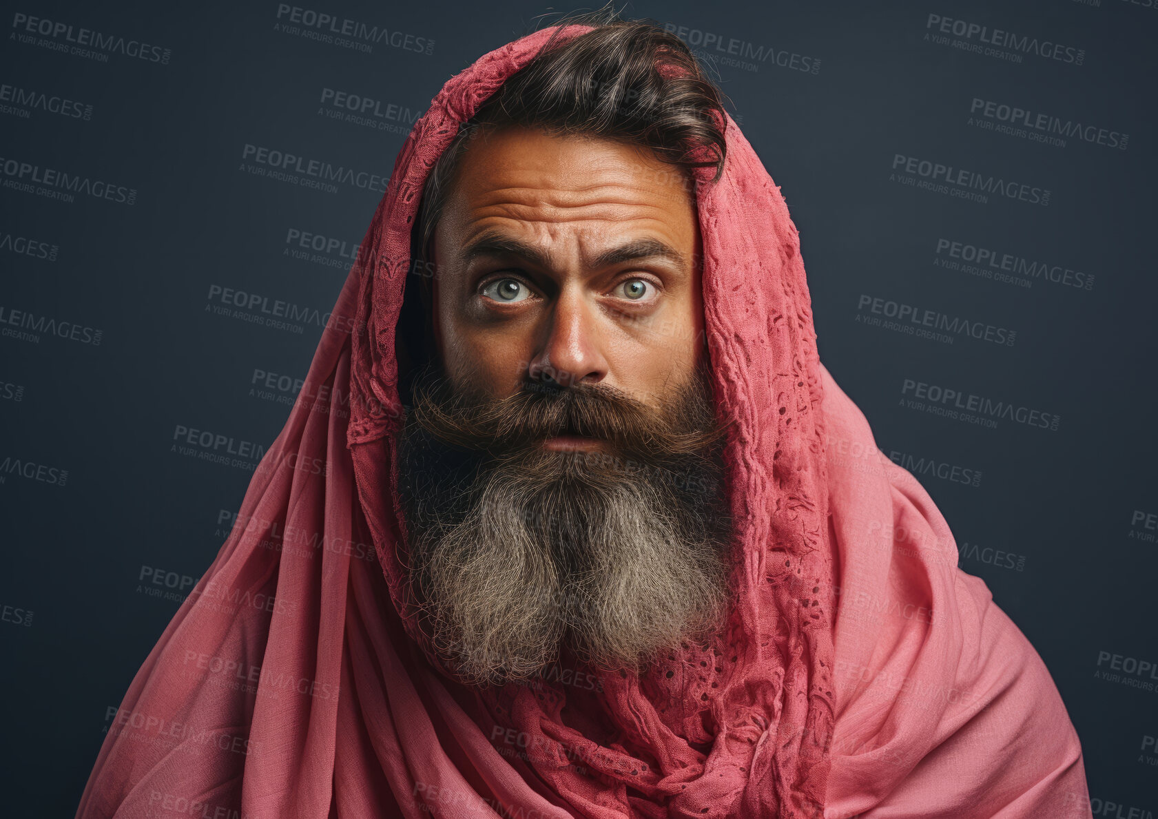 Buy stock photo Model in traditional religious clothes. Studio expression. Religion concept.