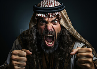 Buy stock photo Model in traditional religious clothes emotionally charged. Religion concept.