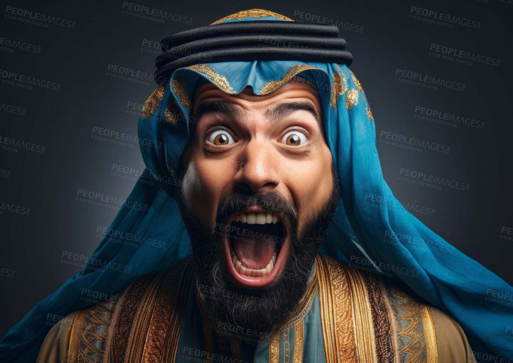 Buy stock photo Model in traditional religious clothes emotionally charged. Religion concept.