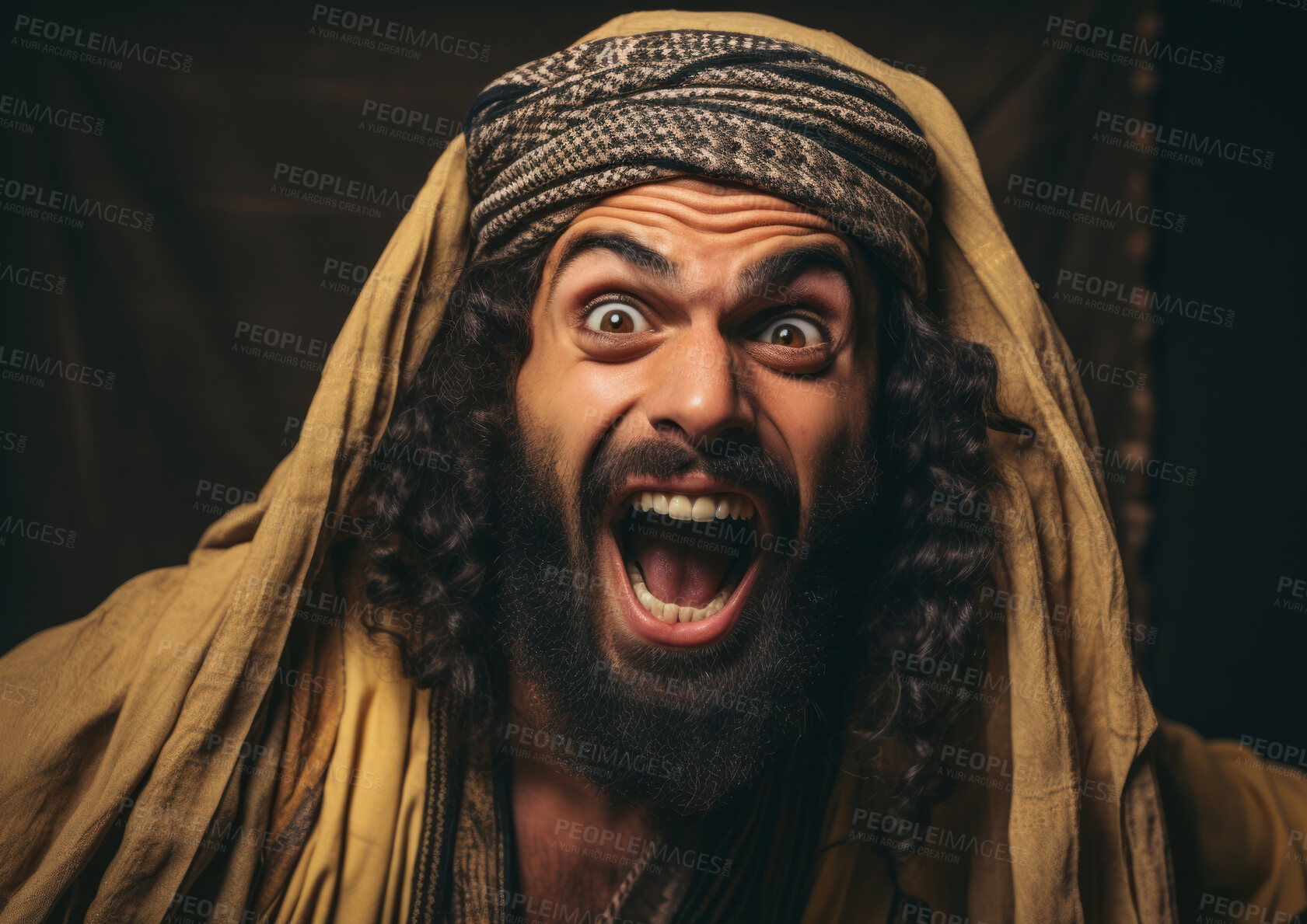 Buy stock photo Model in traditional religious clothes emotionally charged. Religion concept.