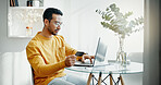 Home, laptop or man with a credit card, ecommerce or online banking with transactions, payment or discount code. Person, pc or guy with finance, digital sale or fintech with web promotion or purchase