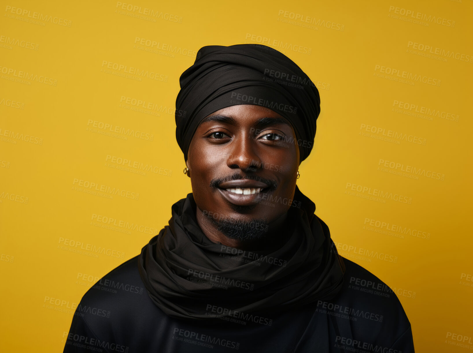 Buy stock photo Man wearing traditional turban. Studio portrait. Ethnic, religion concept.