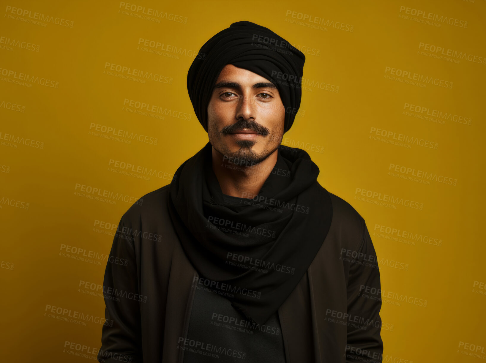 Buy stock photo Man with traditional turban. Studio portrait. Ethnic, religion concept.