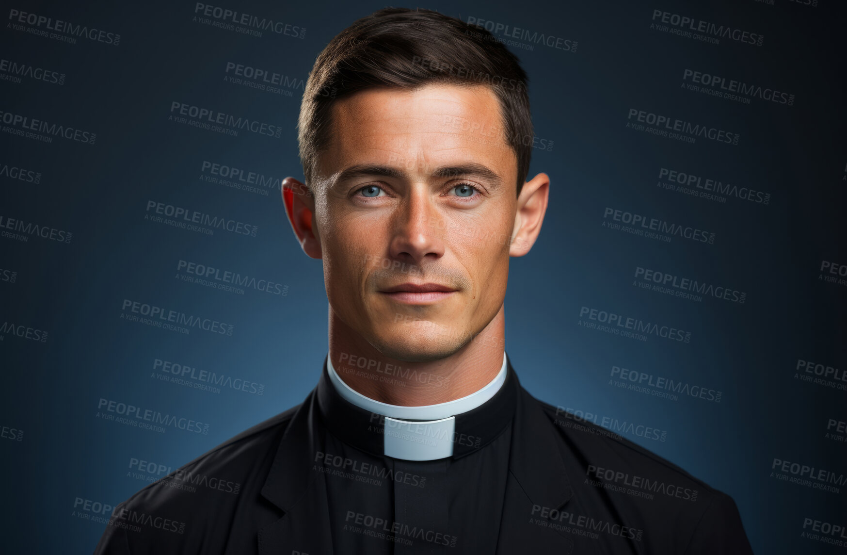 Buy stock photo Studio portrait of caucasian priest against orange backdrop. Religion concept.