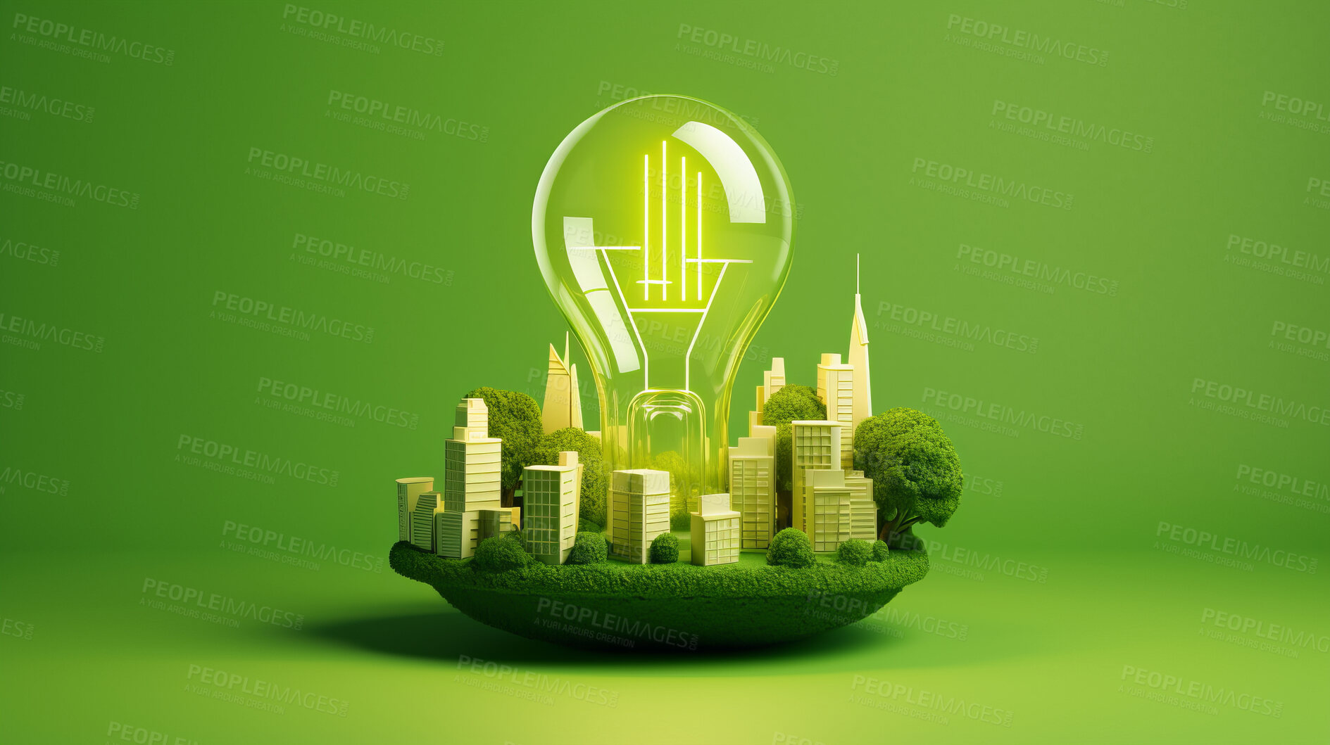 Buy stock photo Eco friendly lightbulb, Sustainability, Renewable energy concept