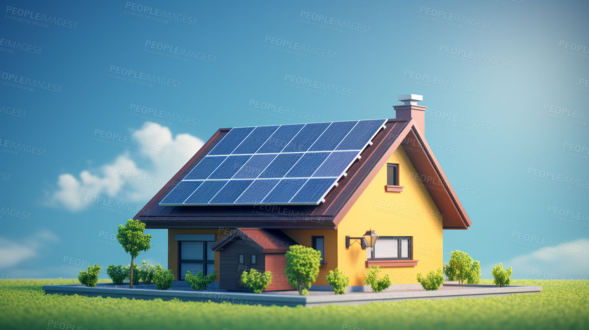 Buy stock photo Solar panels, green energy for home investment. Solar panels, green energy for home