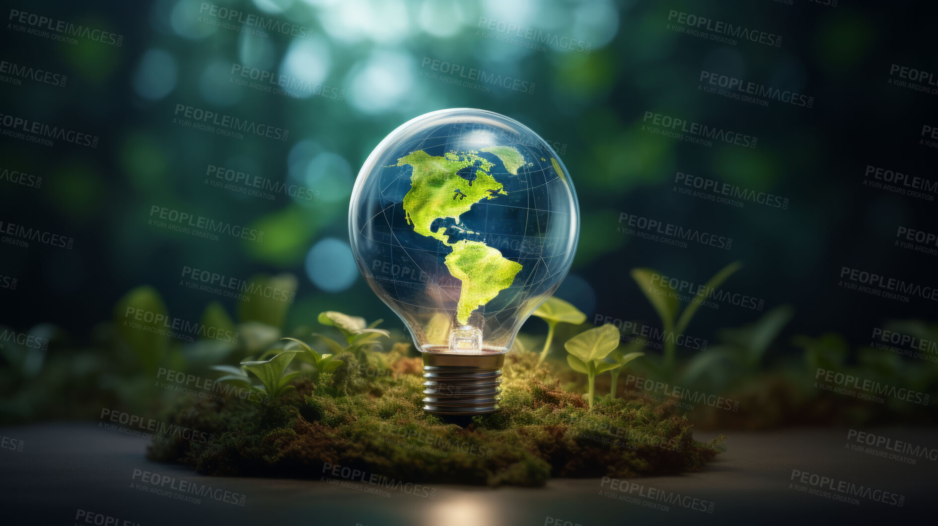 Buy stock photo Eco friendly and earth day lightbulb, Sustainability, Renewable energy concept