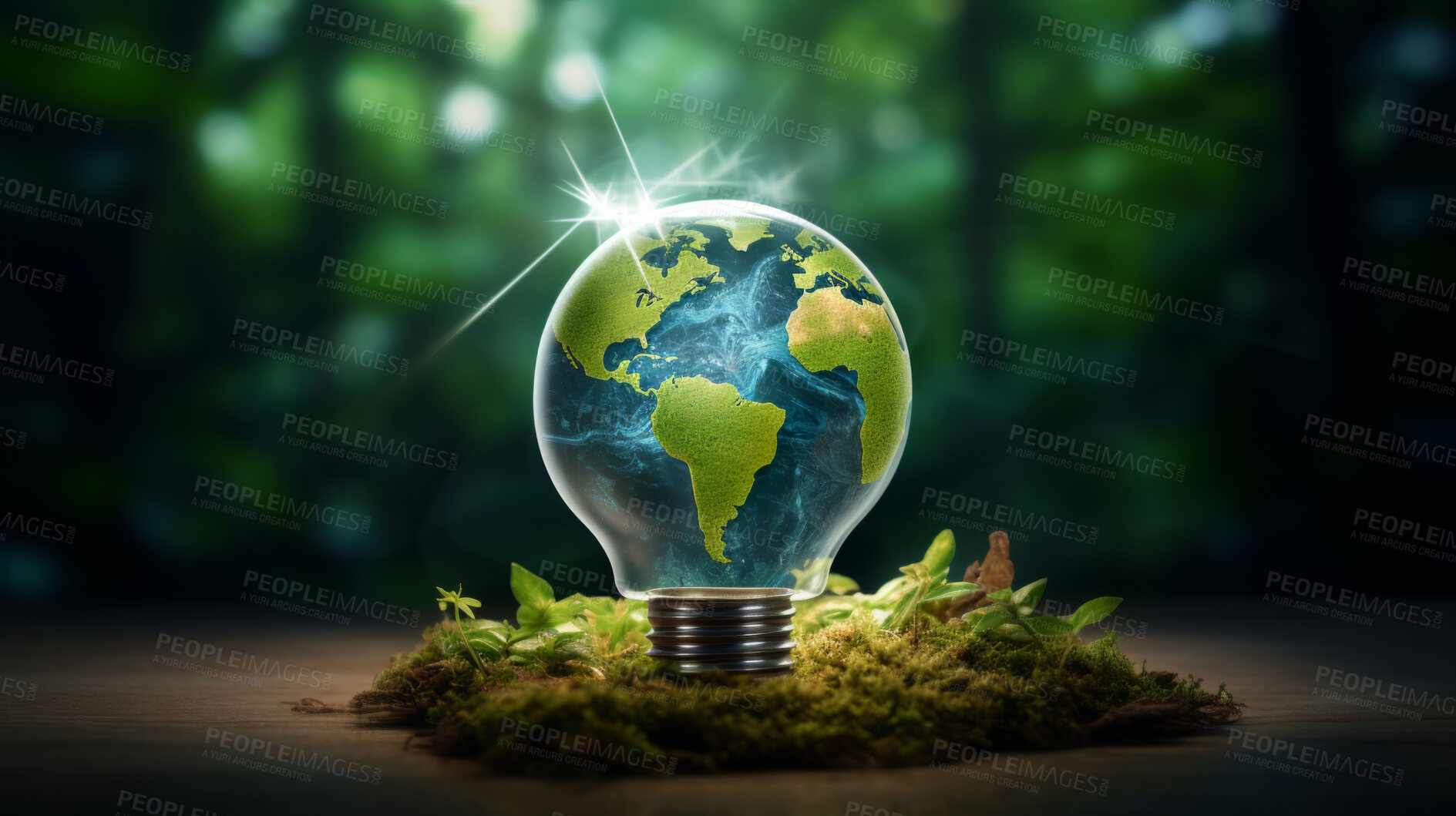 Buy stock photo Eco friendly and earth day lightbulb, Sustainability, Renewable energy concept