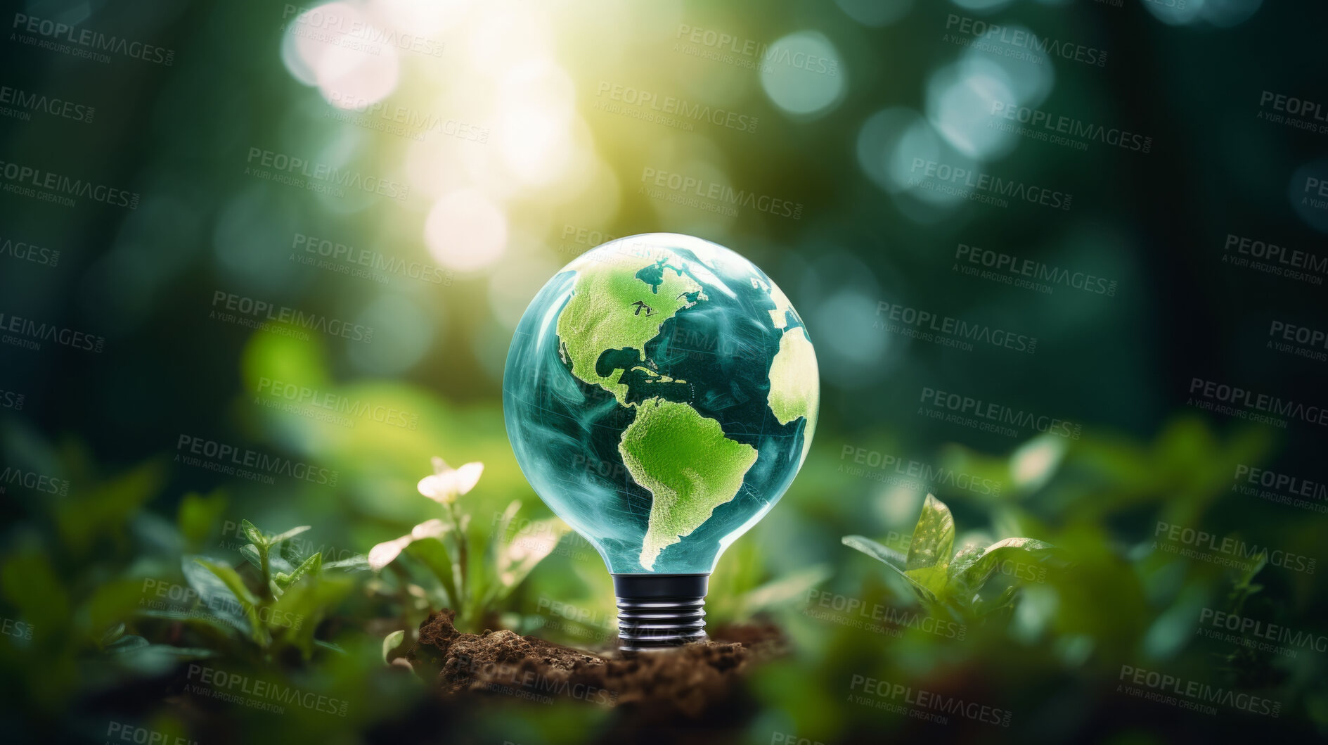 Buy stock photo Eco friendly and earth day lightbulb, Sustainability, Renewable energy concept